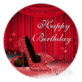 Lofaris Shiny Hot Red High Heels Happy Birthday Circle Backdrop